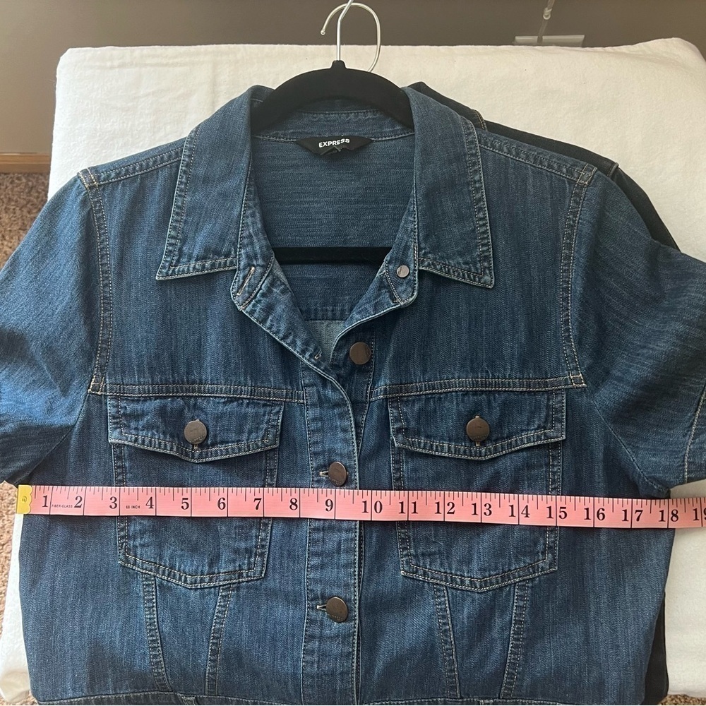 Express denim button down shirt dress size medium, short sleeved EUC - Picture 9 of 9